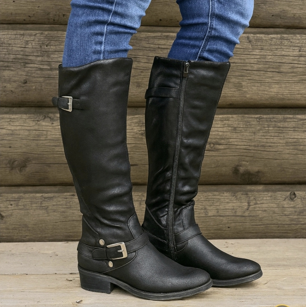 BareTraps Yanessa Y2K Moto Minimalist Comfort Knee High Riding Boots 6.5M